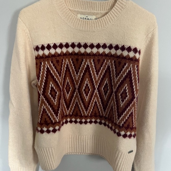 The Normal Brand Sweaters - The Normal Brand Beige and Maroon Patterned Sweater